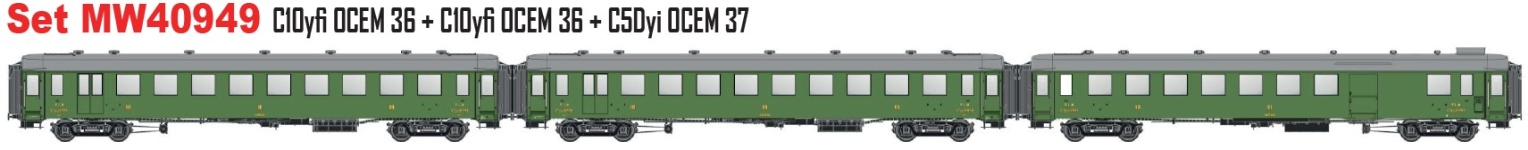 L.S. Models MW40949 - H0 - 3-tlg. Set Personenwagen OCEM, PLM, Ep. II
